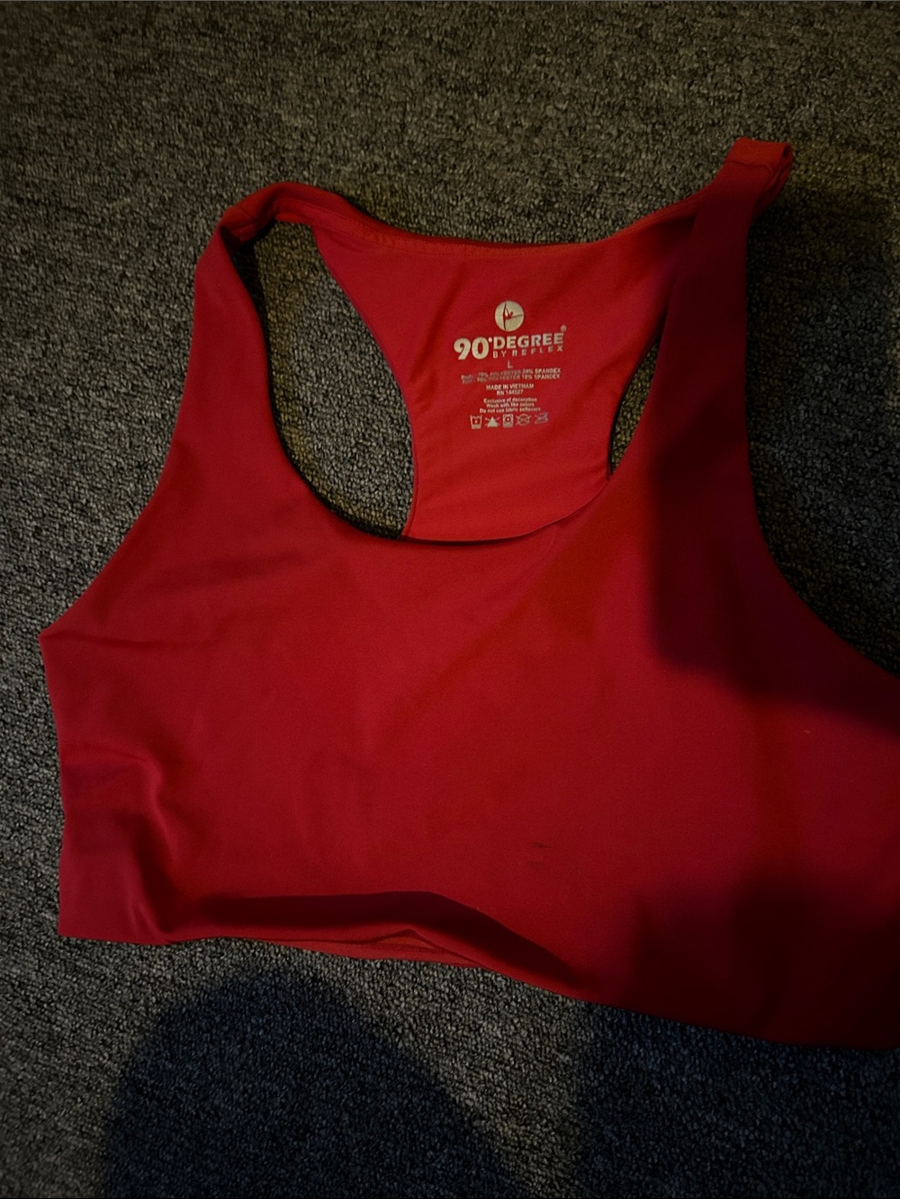 90 Degree By Reflex Red Racerback Crop Sports Bra